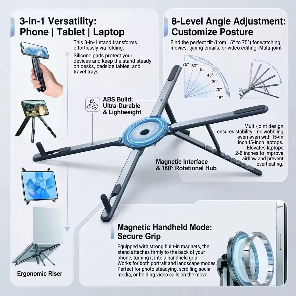 Laptop Ergonomic Accessories - Support de téléphone magnétique portable et