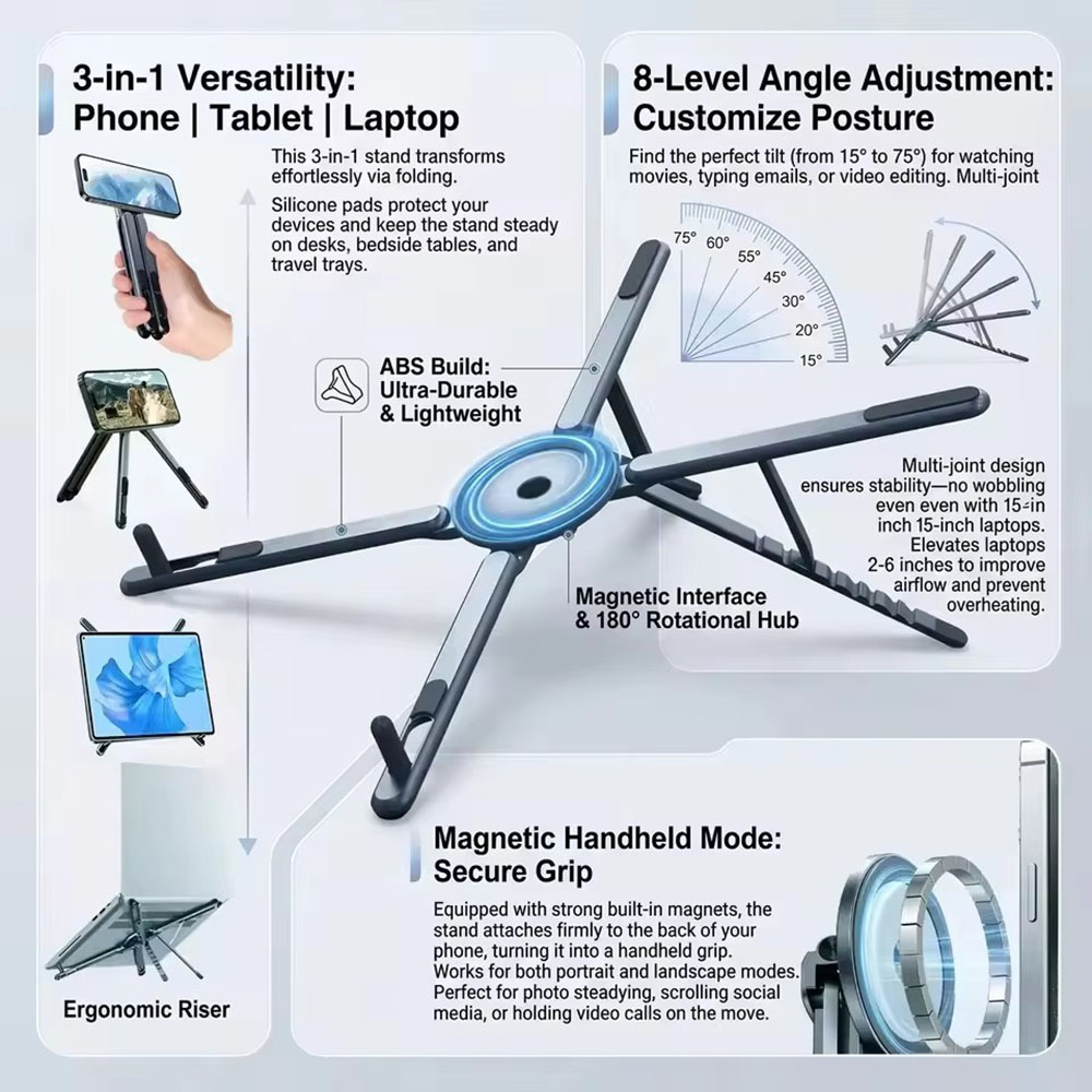 Laptop Ergonomic Accessories - Support de téléphone magnétique portable et
