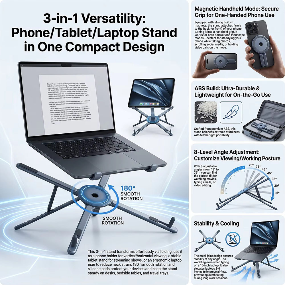 Support de téléphone magnétiqu - Laptop Ergonomic Accessories avis et prix